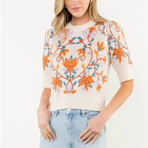 NWT Short Sleeve Floral Knit Top by THML